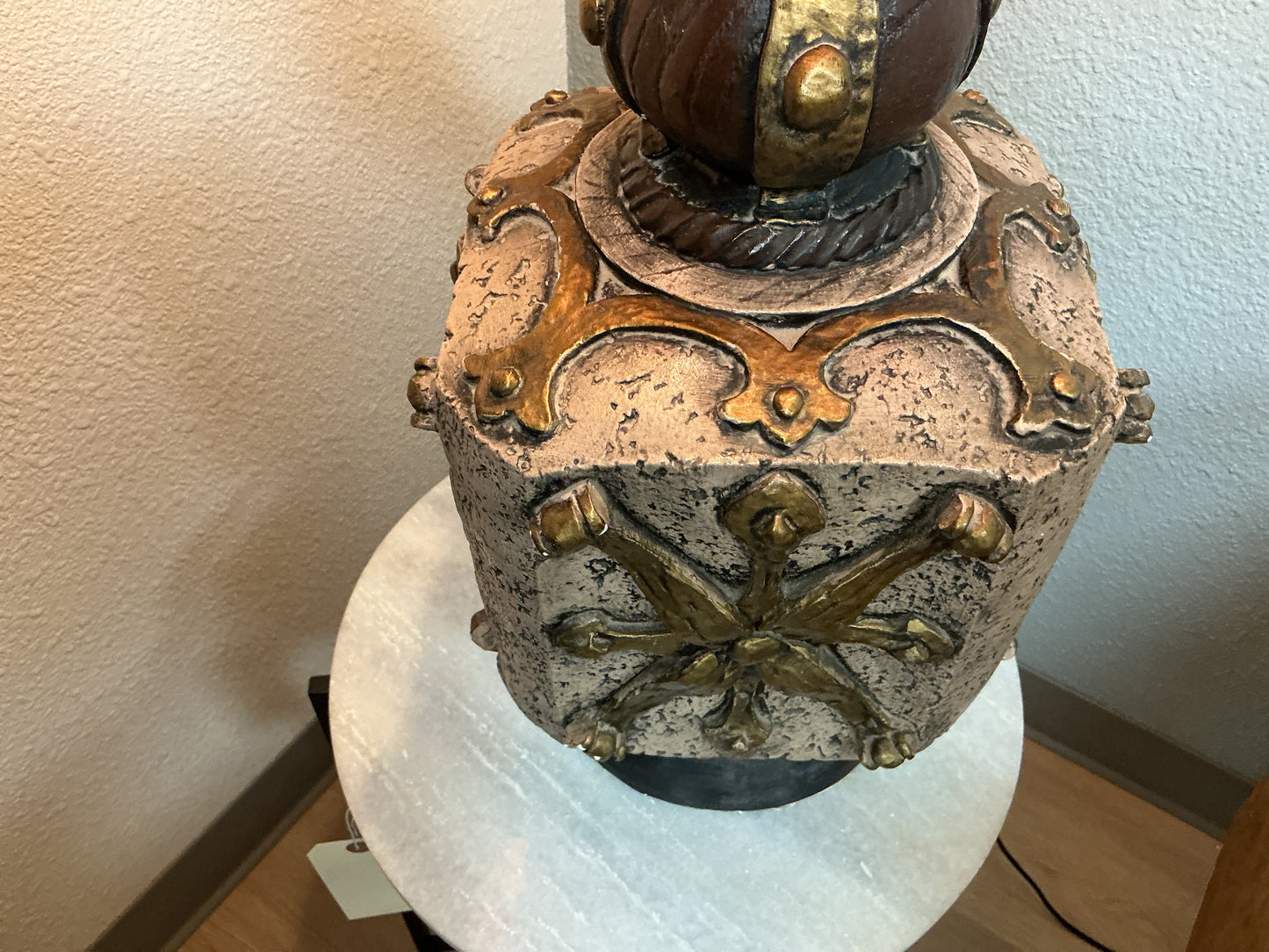 Vintage Textured Mid-Century Block Ceramic Lamp