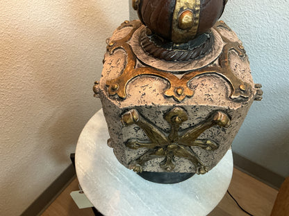 Vintage Textured Mid-Century Block Ceramic Lamp