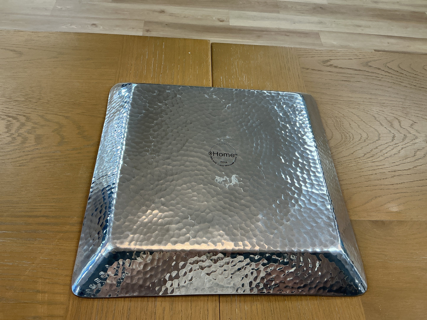 Silver Tone Hammered Square Platter
