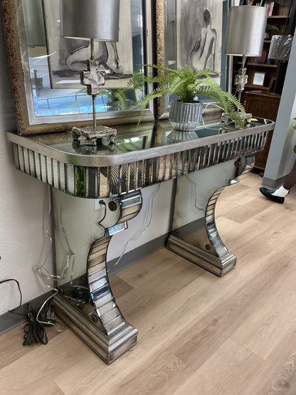 John Richard Distressed Mirrored Console Table