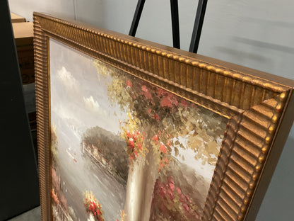 Mediterranean View Framed Oil Painting
