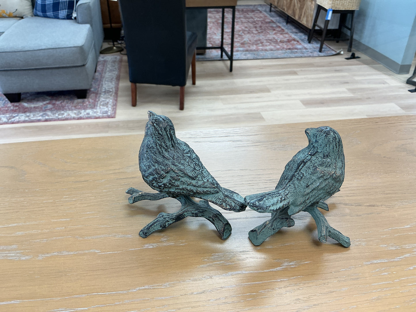 Cast Iron Pair of Birds w/Verdigris Finish