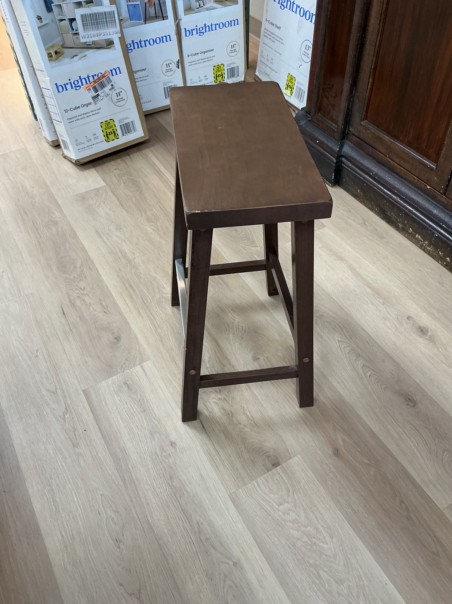 24” Brown Wood Backless Counter Stool