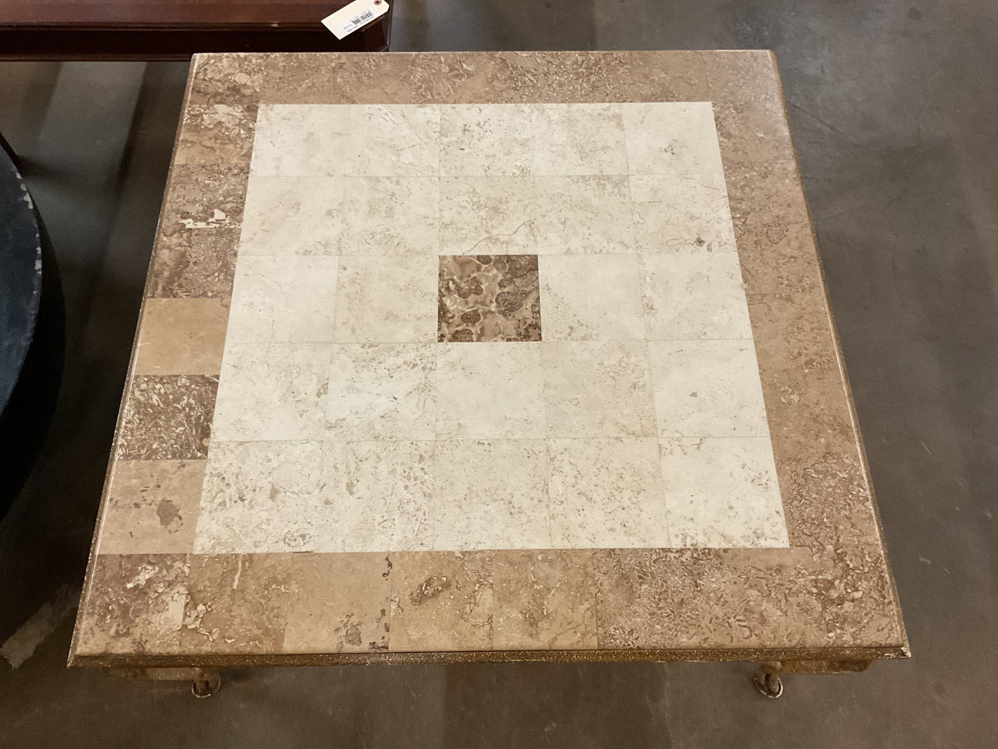 Wrought Iron Coffee Table w/Marble Top
