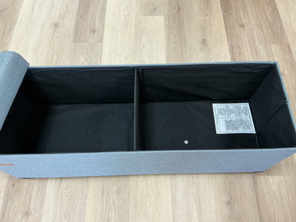 Foldable Tufted Linen Storage Ottoman