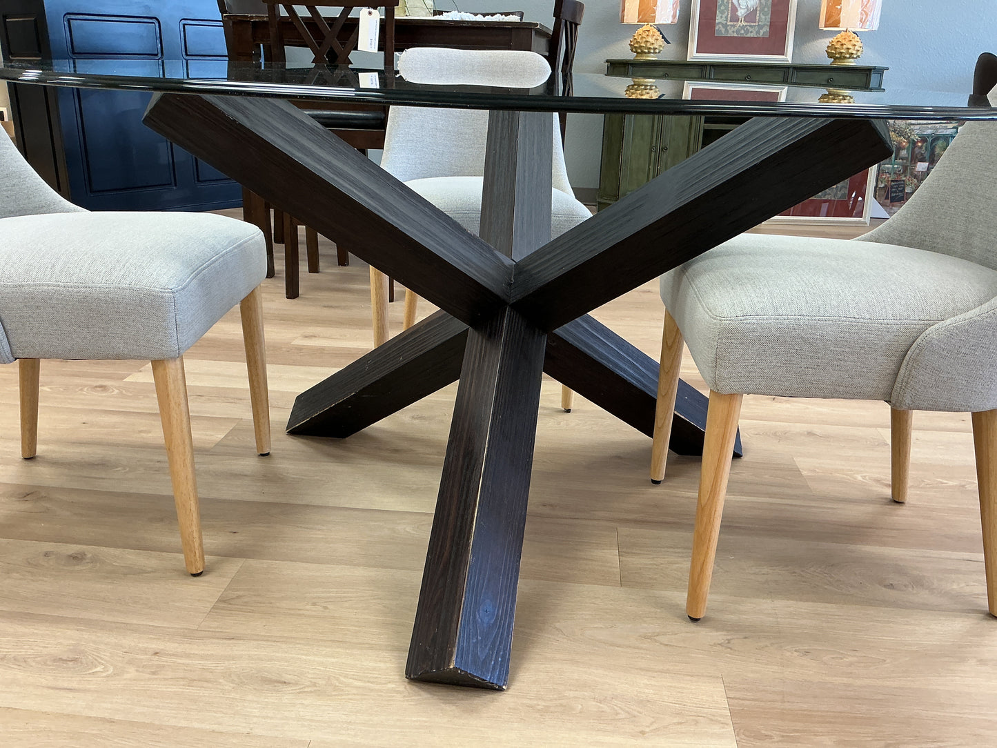 60” Round Glass Dining Table