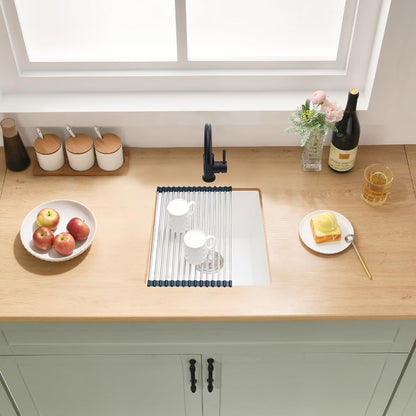 BOOMHOZE White Bar Sink Undermount, 13 x 13 Inch Granite Quartz