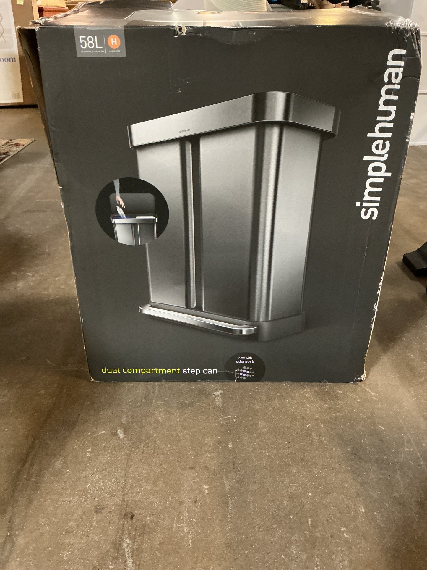 SimpleHuman 58L Dual Compartment Recycling Step Trash Can