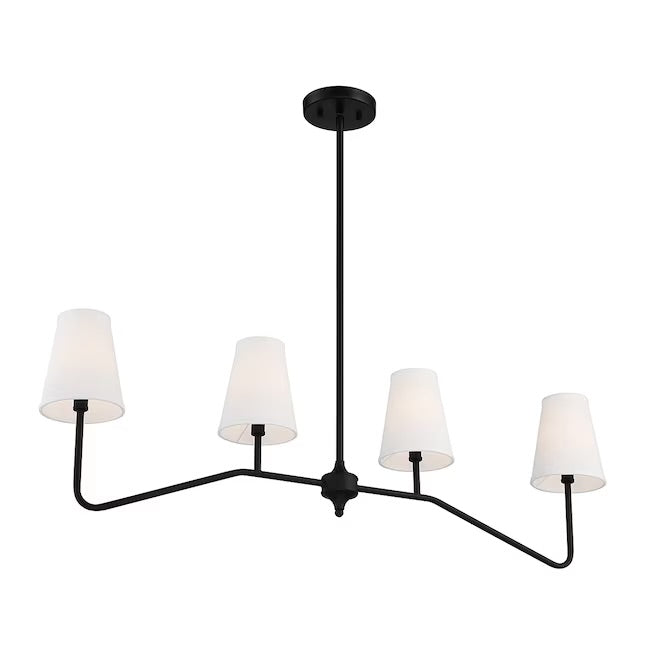Meridian 4-Light Matte Black Fabric Metal Chandelier