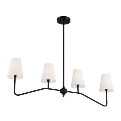 Meridian 4-Light Matte Black Fabric Metal Chandelier