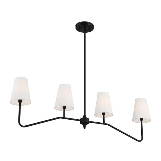 Meridian 4-Light Matte Black Fabric Metal Chandelier