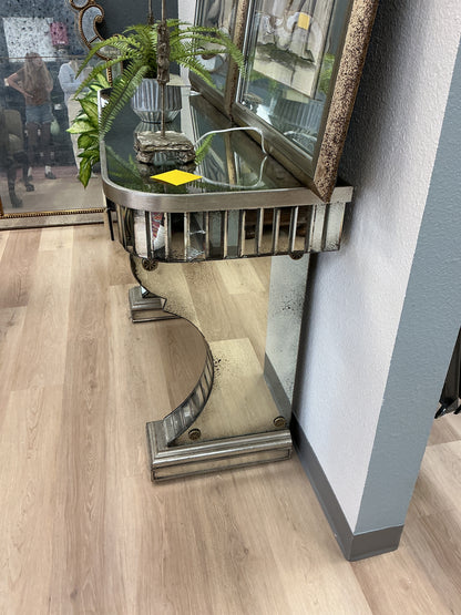 John Richard Distressed Mirrored Console Table
