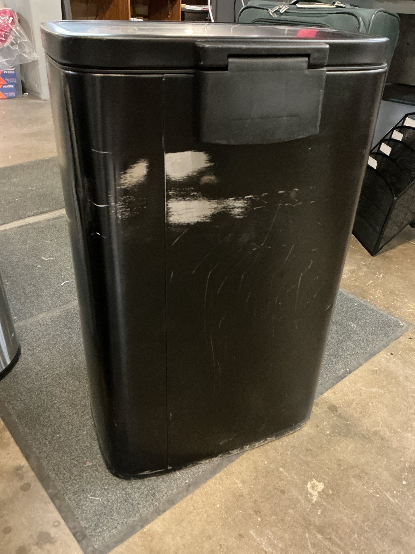 45L Rectangular Black Stainless Step Trash Can