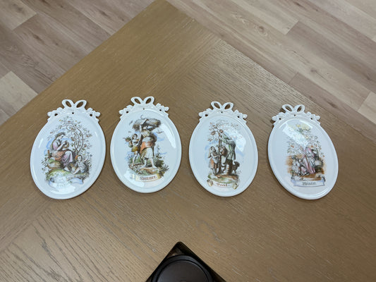 Vintage Tettau Atelier Four Seasons Porcelain Plaques