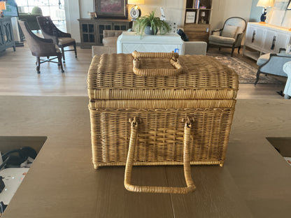 Vintage Rattan Woven Wicker Basket