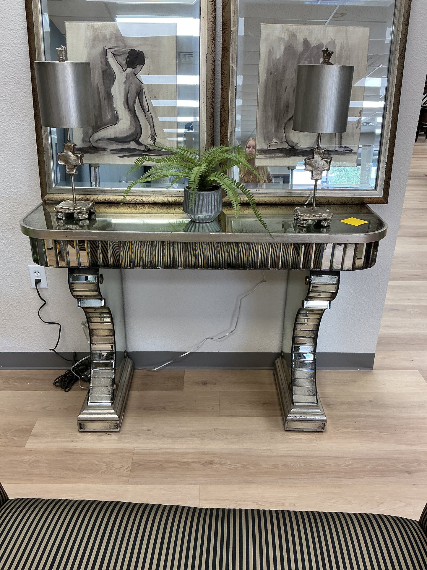 John Richard Distressed Mirrored Console Table