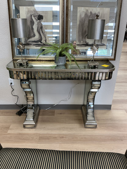 John Richard Distressed Mirrored Console Table
