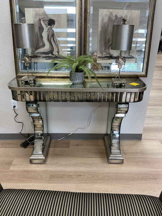 John Richard Distressed Mirrored Console Table