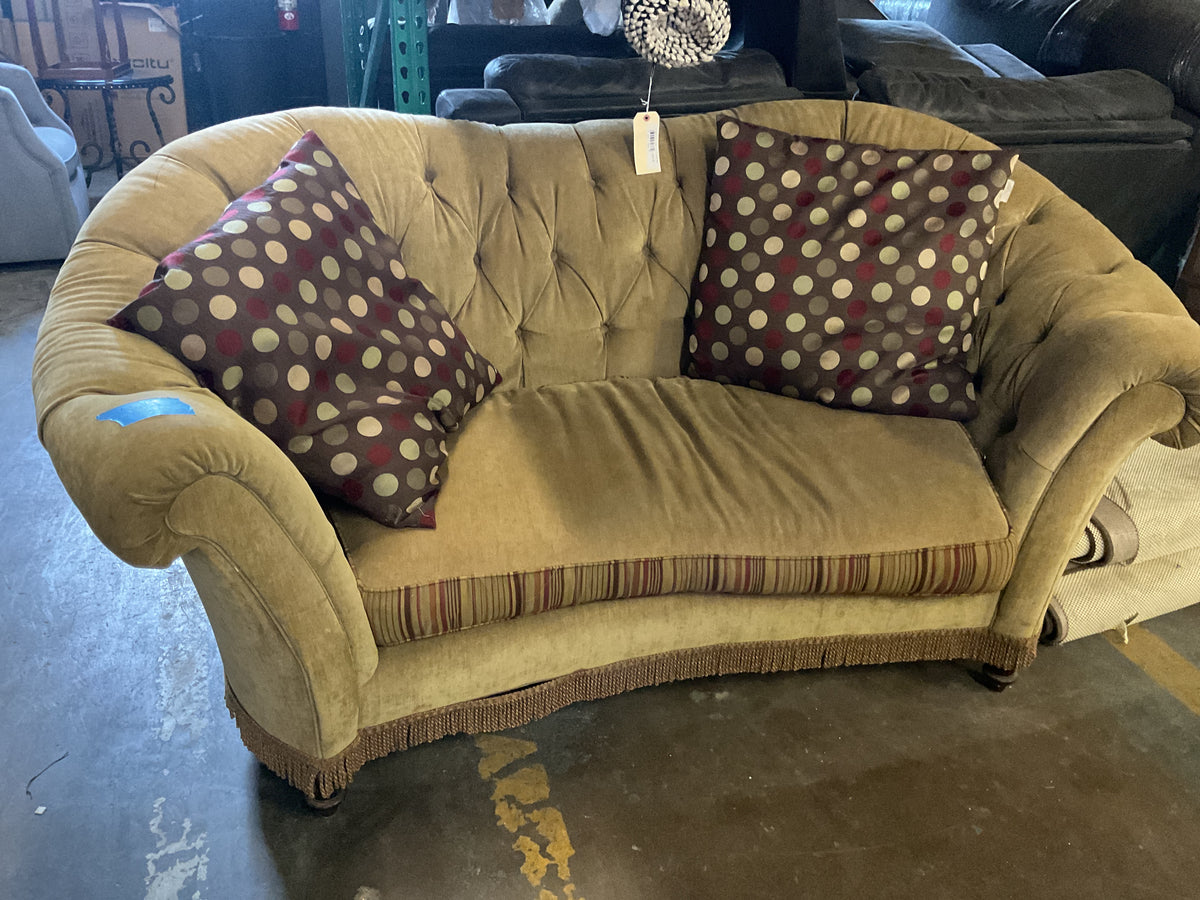 Vintage Curved Tufted Sofa w/Skirt