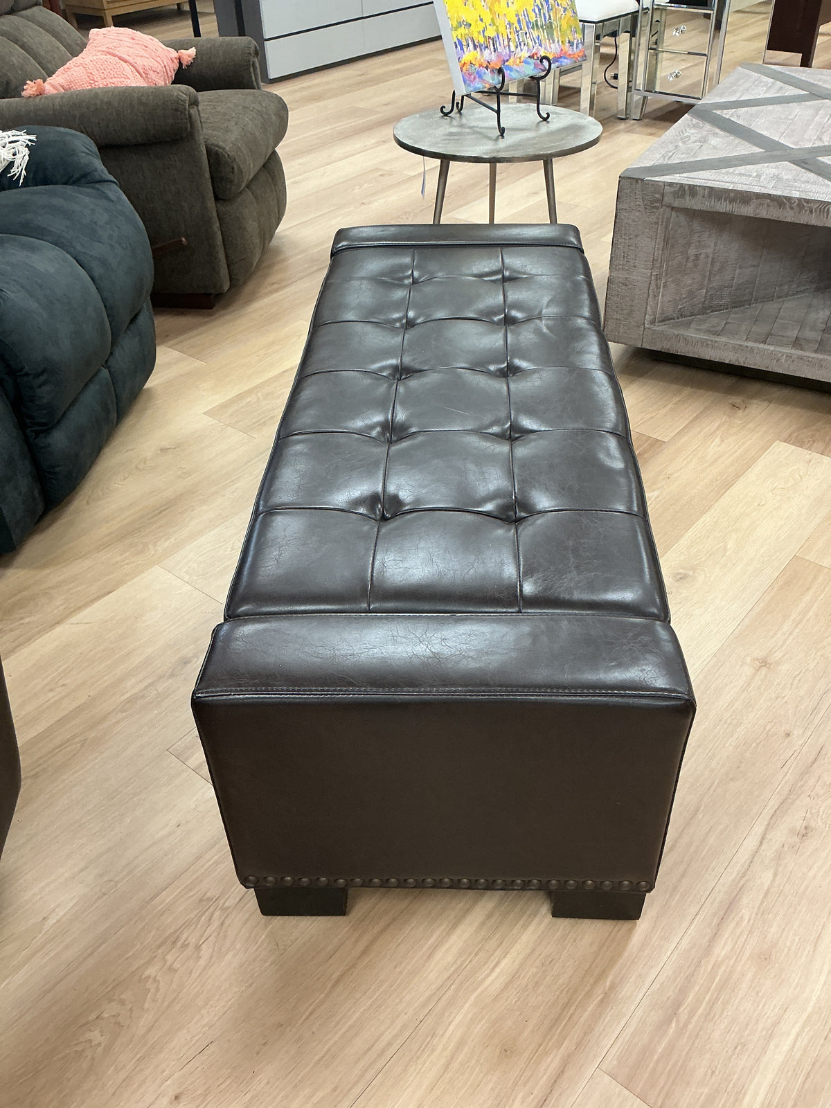 Dark Brown Tufted Storage Ottoman