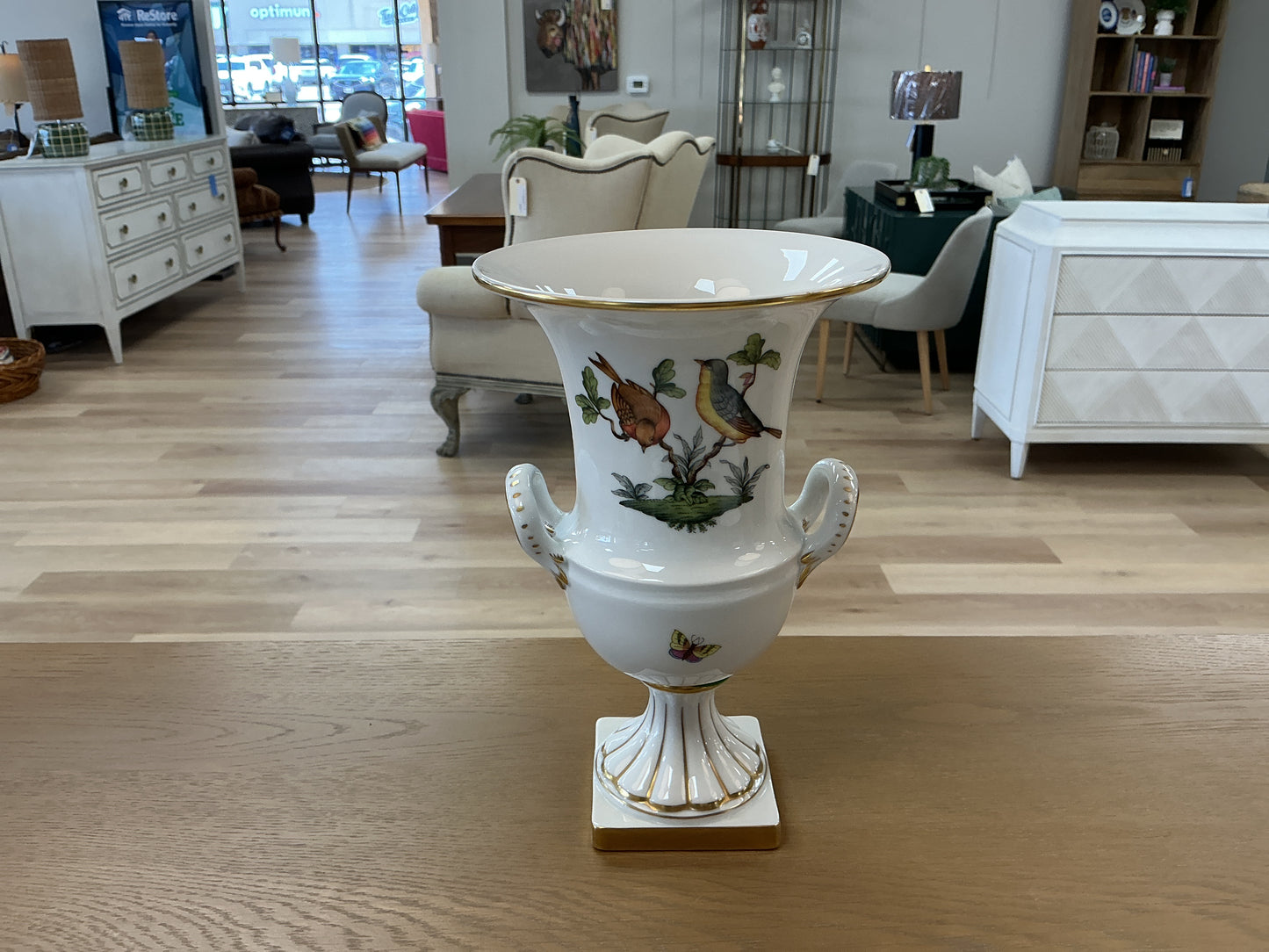 Vintage Herend Rothschild Bird Handled Urn Vase