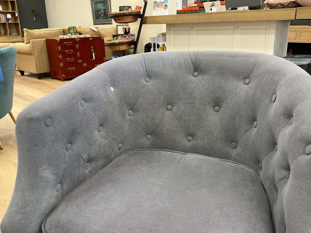 Upholstered Button-Tufted Barrel Accent Chair