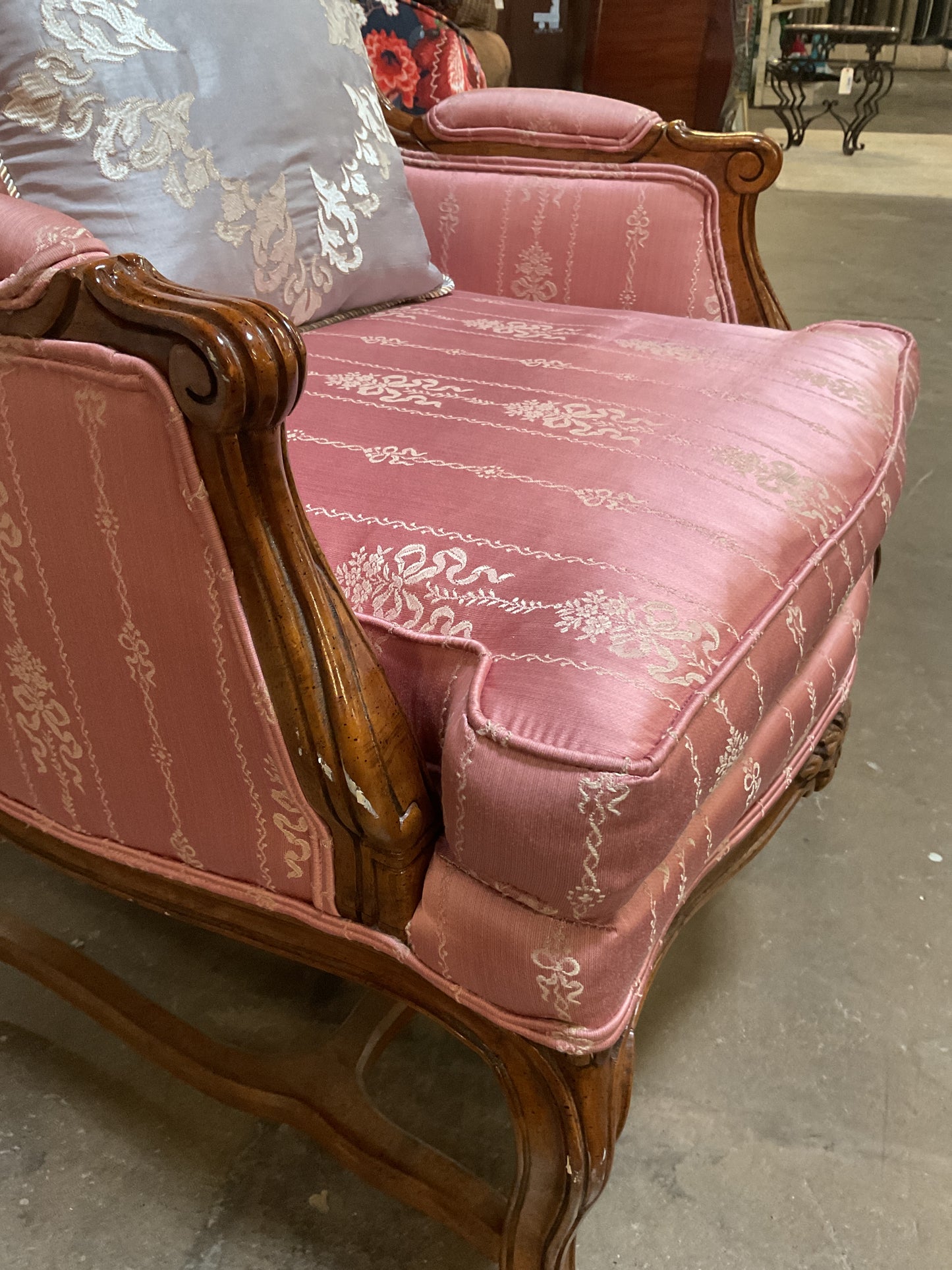 Louis XV-Style Upholstered Wingback Chair
