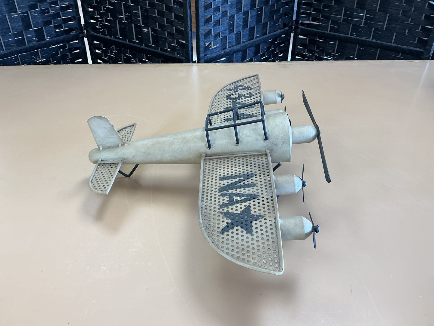 Restoration Hardware Vintage Style Metal Airplane (Cream)