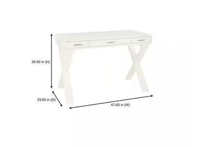 Rectangular Ivory 3-Drawer Writing Desk