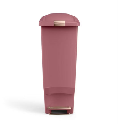40L Slim Plastic Step Blush Trash Can
