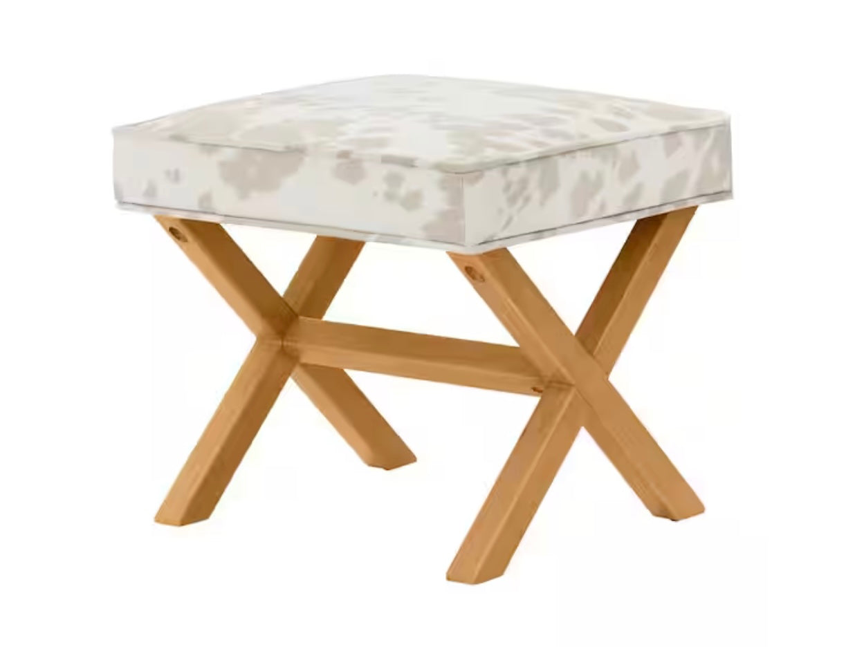 Eleanor Upholstered Cowprint Ottoman & Accent Stool