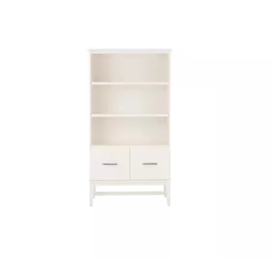 Ivory Wood Adjustable 3-Shelf Standard Bookcase