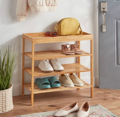 Bamboo 4 Tier Shoe Rack