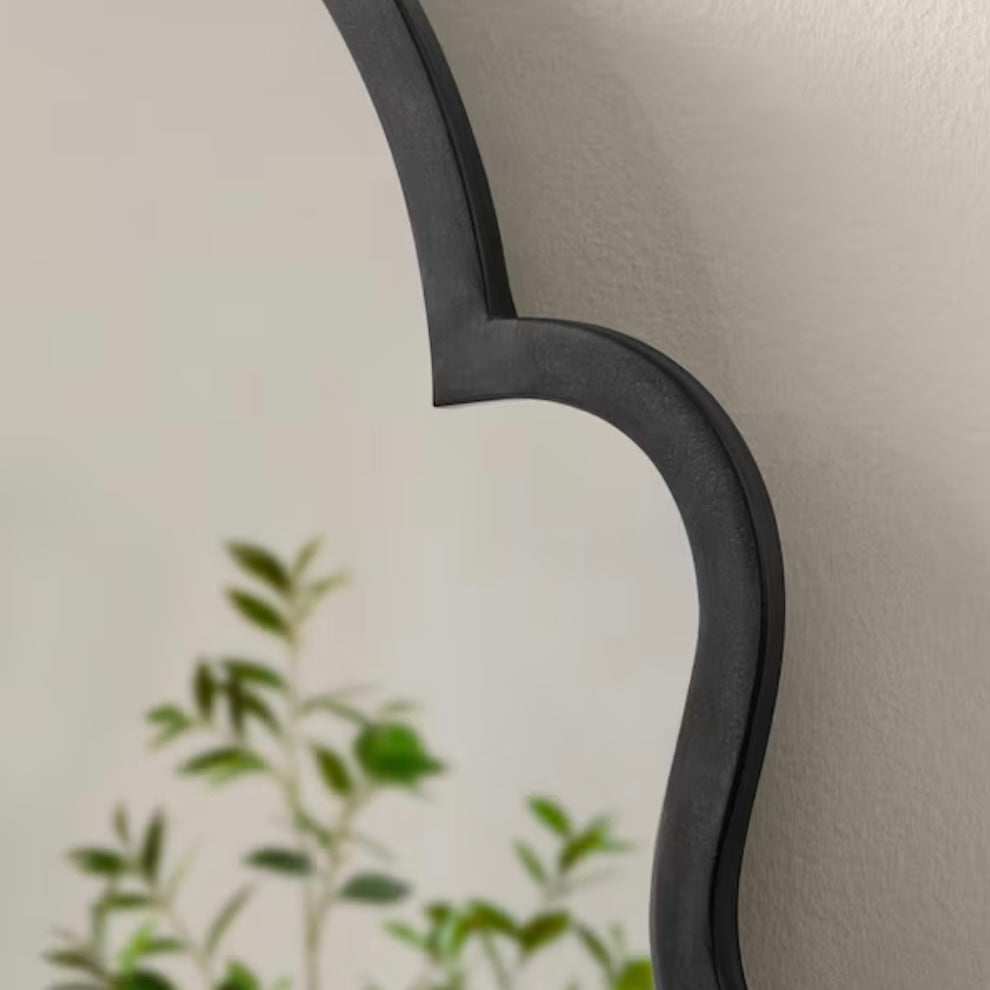 Medium Traditional Arched Black Framed Mirror
