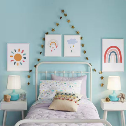 Kids Rainbow White Framed Wall Art (Set of 4)