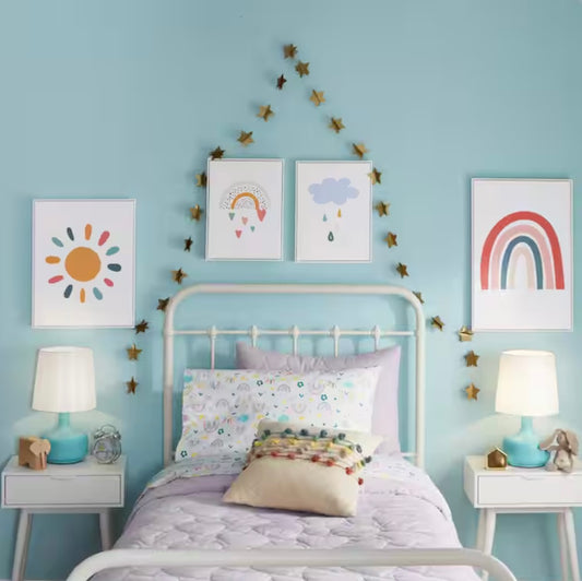 Kids Rainbow White Framed Wall Art (Set of 4)