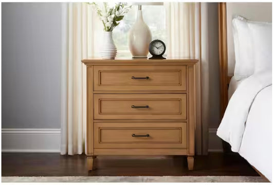 Bonawick Patina Wood 3 Drawer Nightstand