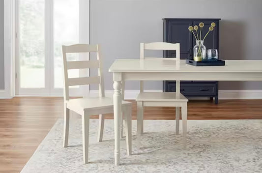 Ivory Wood Ladder Back Dining Chair