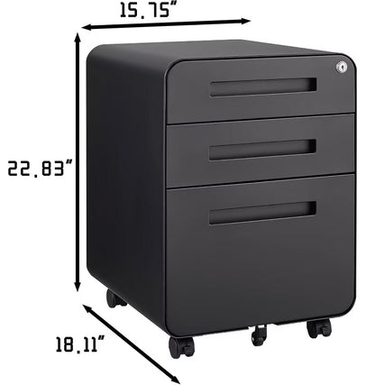 Nasitip 3 Drawer Rolling File Cabinet (No Key)