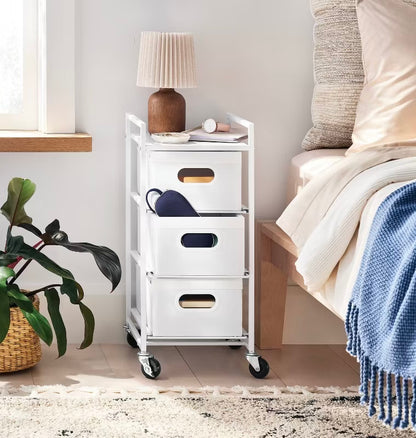 Narrow Rolling 3-Drawer Cart