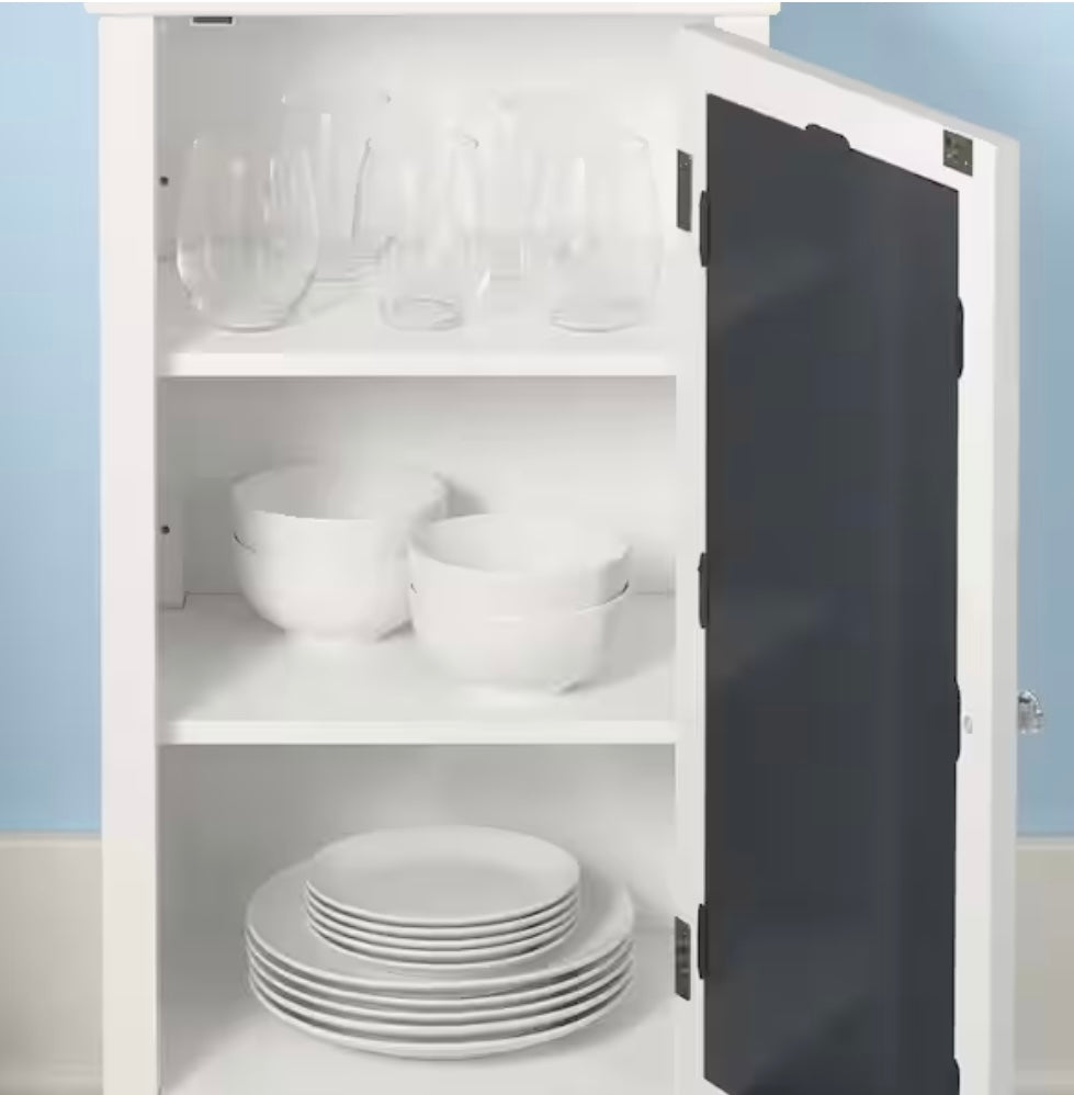 Brisa Bright White Accent Cabinet w/Mirrored Door