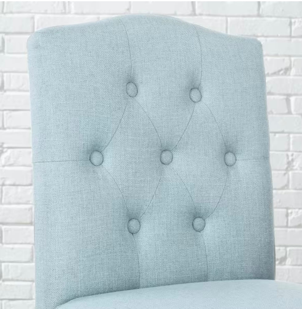 Beckridge Aloe Blue Upholstered Tufted Bar Stools (Set of 2)