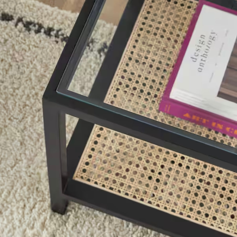 Odell Cane Rattan Square Accent Table