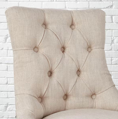 Bakerford Biscuit Beige Tufted Upholstered Counter Stool
