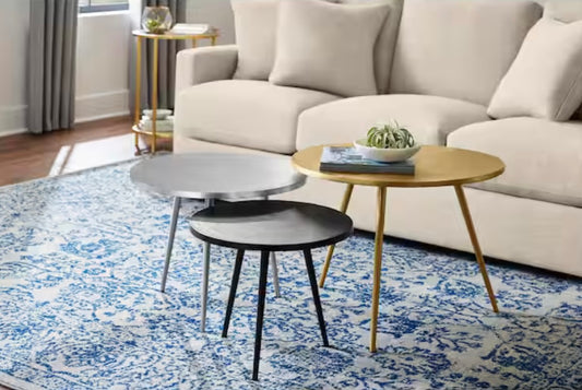 Gold, Silver and Dark Bronze Finish Metal Coffee Table (3 Pc Set)