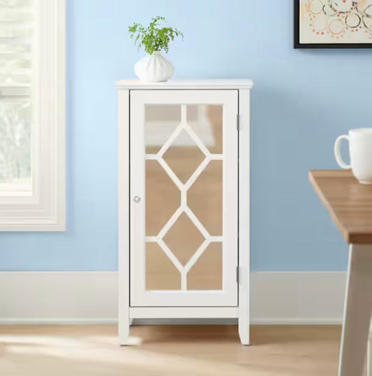 Brisa Bright White Accent Cabinet w/Mirrored Door