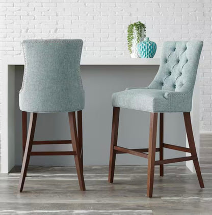 Bakerford Aloe Blue Upholstered Bar Stools (Set of 2)