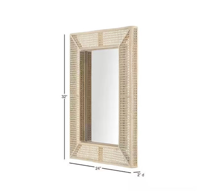 Medium Rectangle Natural Rattan & Cane Mirror