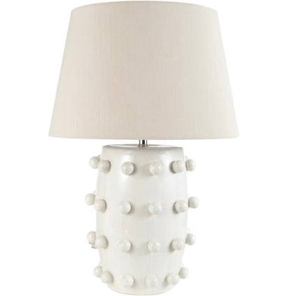 Stoneware Hobnail Table Lamp w/Linen Shade