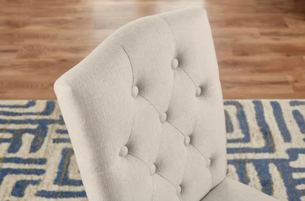 Beckridge Biscuit Beige Upholstered Tufted Dining Chairs (Set of 2)